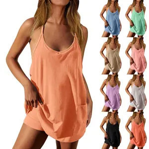 LAICIGO Women's 2025 Summer Cute Mini Dress with Shorts Casual Workout Sleeveless Althletic Tennis Dress