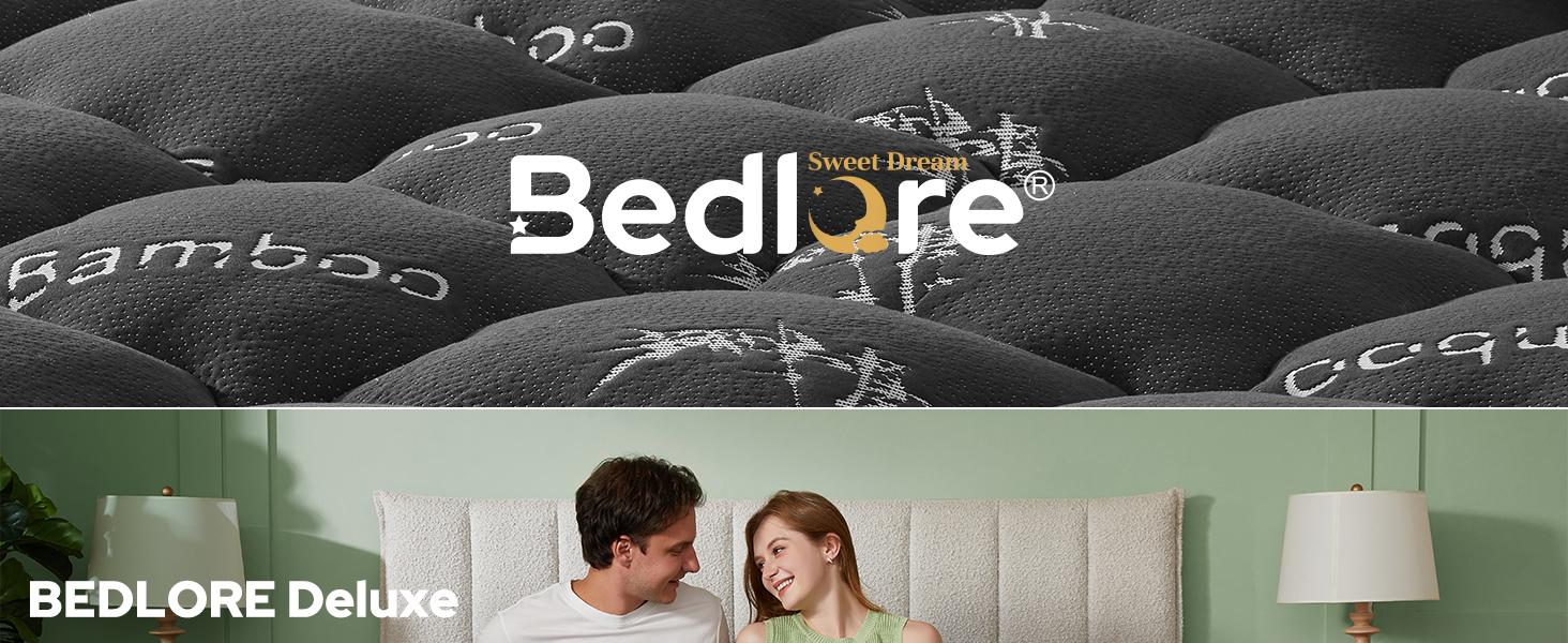 【BEDLORE】Bamboo Pattern Mattress Topper, Thicken Pillow Top Pad for Comfy Mattresses, Cooling Mattress Cover with 6-18" Deep Pocket, Pressure Relief Bedding Protector for Home & Hotel