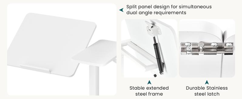 Overbed Bedside Table with Wheels, Mobile Standing Stand Up Rolling Laptop PC, Adjustable Height Tray, Side Computer Workstation for Home Use