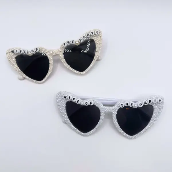 Wife of the Party Bridal Sunglasses - Pearl Heart Frames