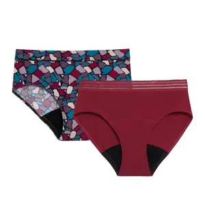 Thinx for All Period Underwear, Everyday Comfort Brief, Holds Up to 12 Regular Tampons*, Period Panties, Leakproof, Reusable & Controls Odor, Mosaic + Rhubarb with Lace XS