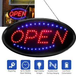 LED Open Sign, 19''x10" Bright Sign Flashing Light for Business Walls Window Shop Bar Hotel, Two Modes, for Holidays Party