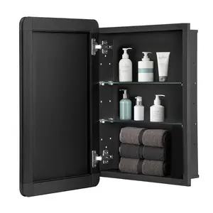 VEVOR Medicine Cabinet,  , 25.5 x 40 inch, Medicine Cabinet for Bathroom with Mirror,  Aluminum Frame Bathroom Wall Cabinet, 4-layer Adjustable Shelves, Recessed & Wall-mounted Installation