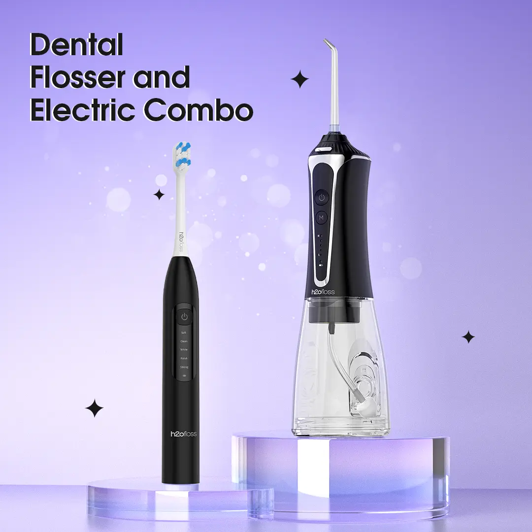 h2ofloss Water Flosser & Electric Toothbrush Combo Kit | Deep Clean Oral Care Set