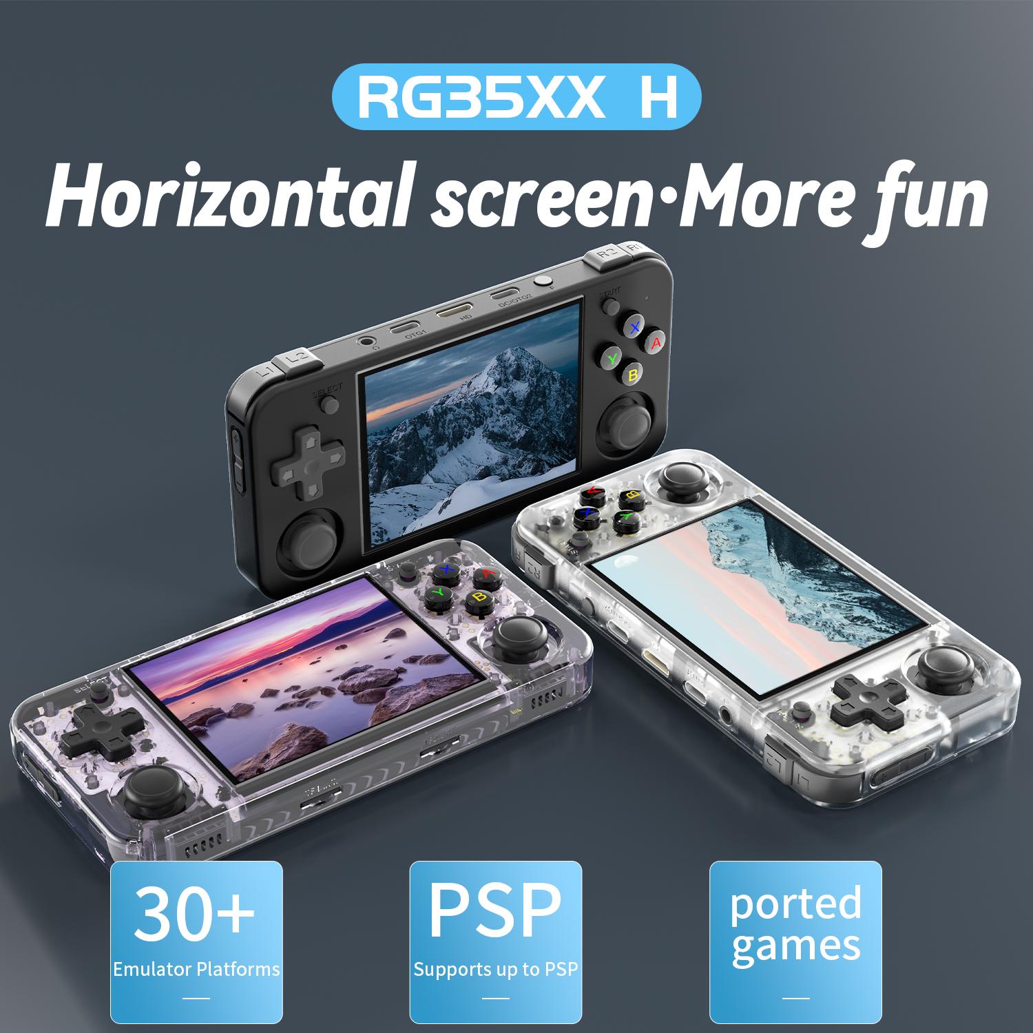 ANBERNIC RG35XX H Retro Handheld Game Console  3.5 Inch IPS Screen Linux  64-bit System Gaming RG35XXH Support HD-MI TV Output 5G WiFi Bluetooth 4.2 Li-polymer  3300mAh Gift