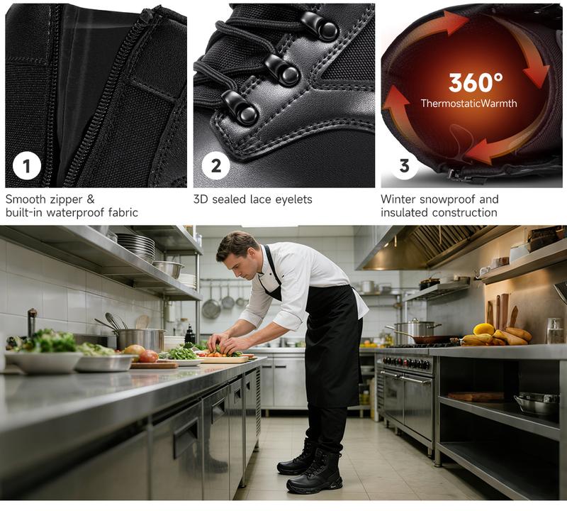 LARNMERN Men's Non Slip Work Boots Cushion Waterproof Oxford Shoe with Recycled Materials & Dual Cushioning for Comfort & Durability