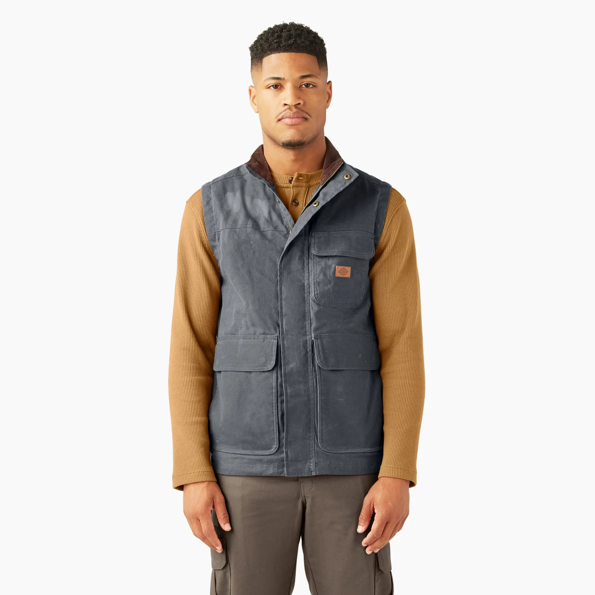 Dickies Men's Fully Waxed Canvas Waistcoat - Button Front, Warm Lining, Utility Pockets, Classic Workwear Gilet