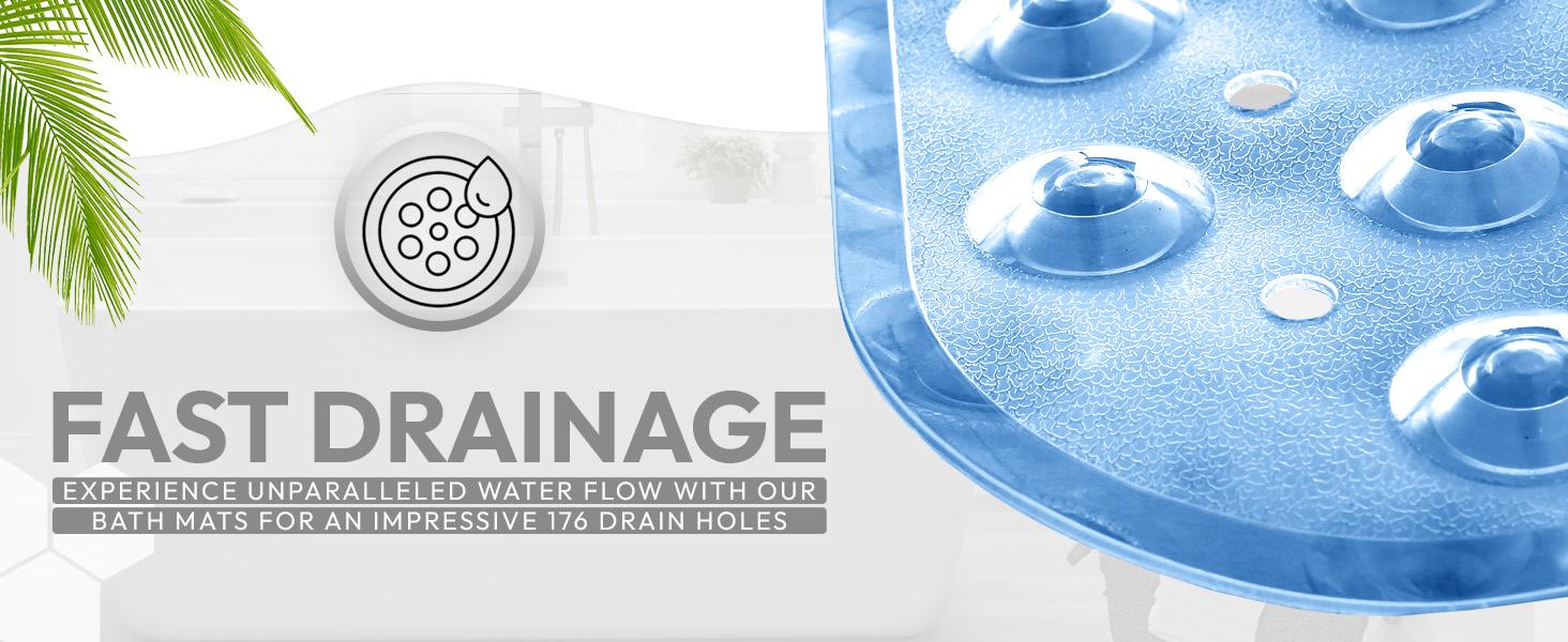 LUX Décor Non-Slip Bathtub Mat – Extra Large 40x16 Inches, Anti-Slip Shower Mat with Suction Cups & Drain Holes – Machine Washable – Available in Multiple Colors