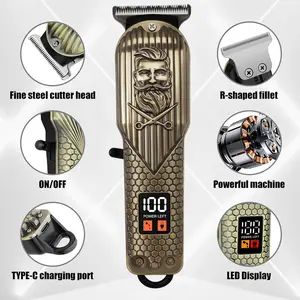Professional Cordless Hair Clipper for Men - T-Blade Zero-Gap Trimmer with Detail & Fading Combs | Rechargeable All-in-One Beard, Mustache & Body Trimmer | Home Barber Precision Grooming, USB Fast Charging