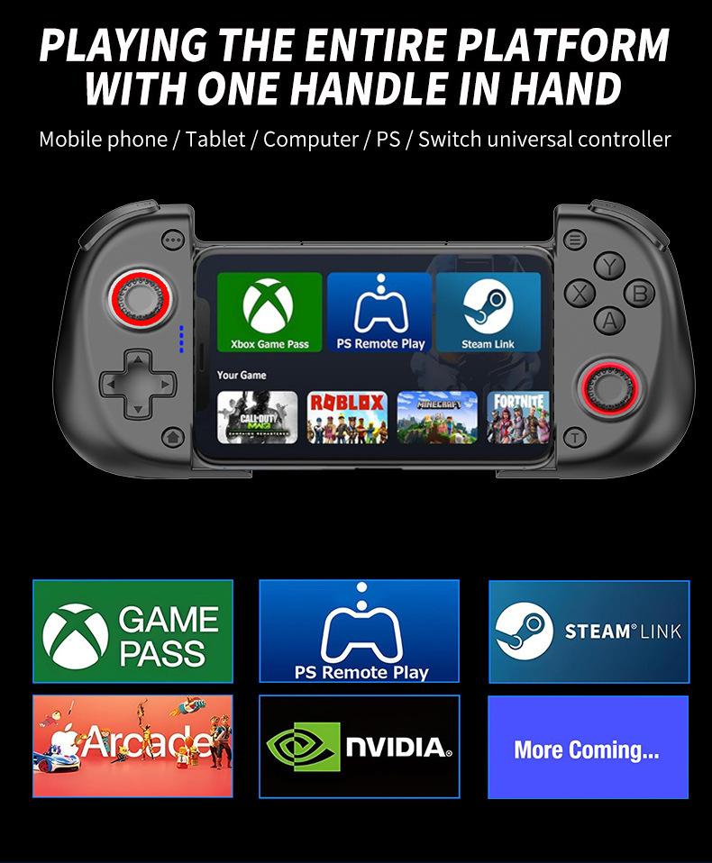 Mobile Phone Gaming Controller Wireless Bluetooth-Compatible Telescopic Gamepad with Cooling Fan for Switch/Android/PC Mobile Phone Gaming Controller Wireless Bluetooth-Compatible Telescopic Gamepad with Cooling Fan for Switch/Android/PC