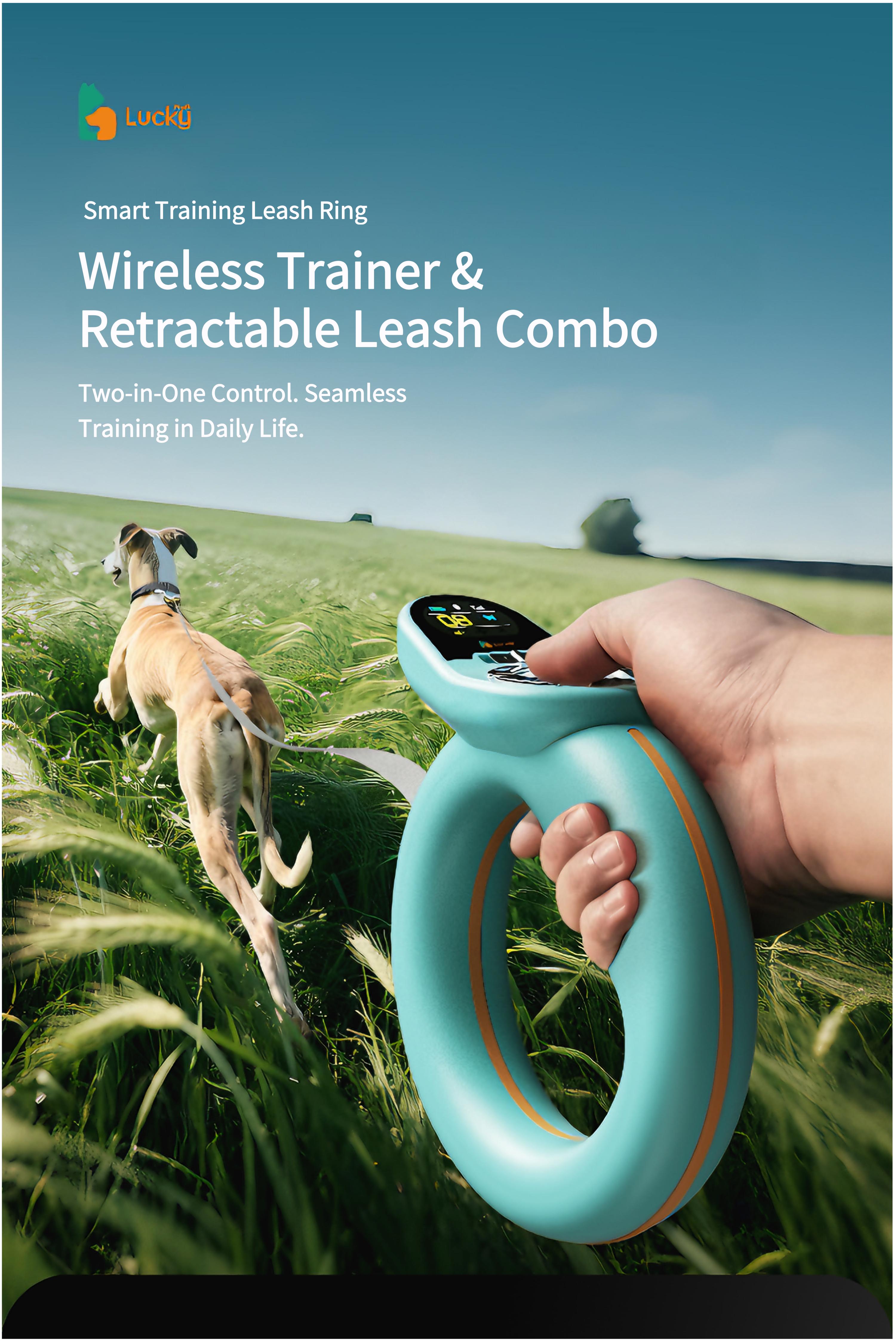 Luckymyth - Dog Training Collar  Leash – 3200ft remote control- built-in light- IP67 waterproof- magnetic charging- 30 static levels + 10 vibration/sound modes-fits dogs 10–120 lbs- integrates both leash and training capabilities-Handles two dogs at once