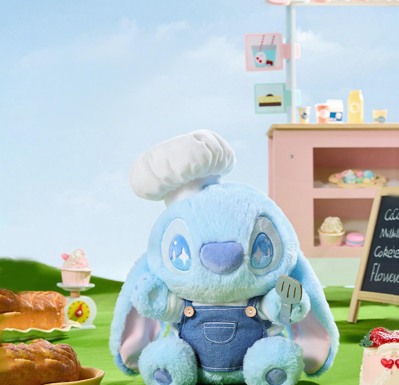 MINISO Disney Stitch Food Party Series Plush,Cute Bear Stuffed Animal Doll,Soft Material,Bedroom Decor,Kawaii Gift for Boys & Girls