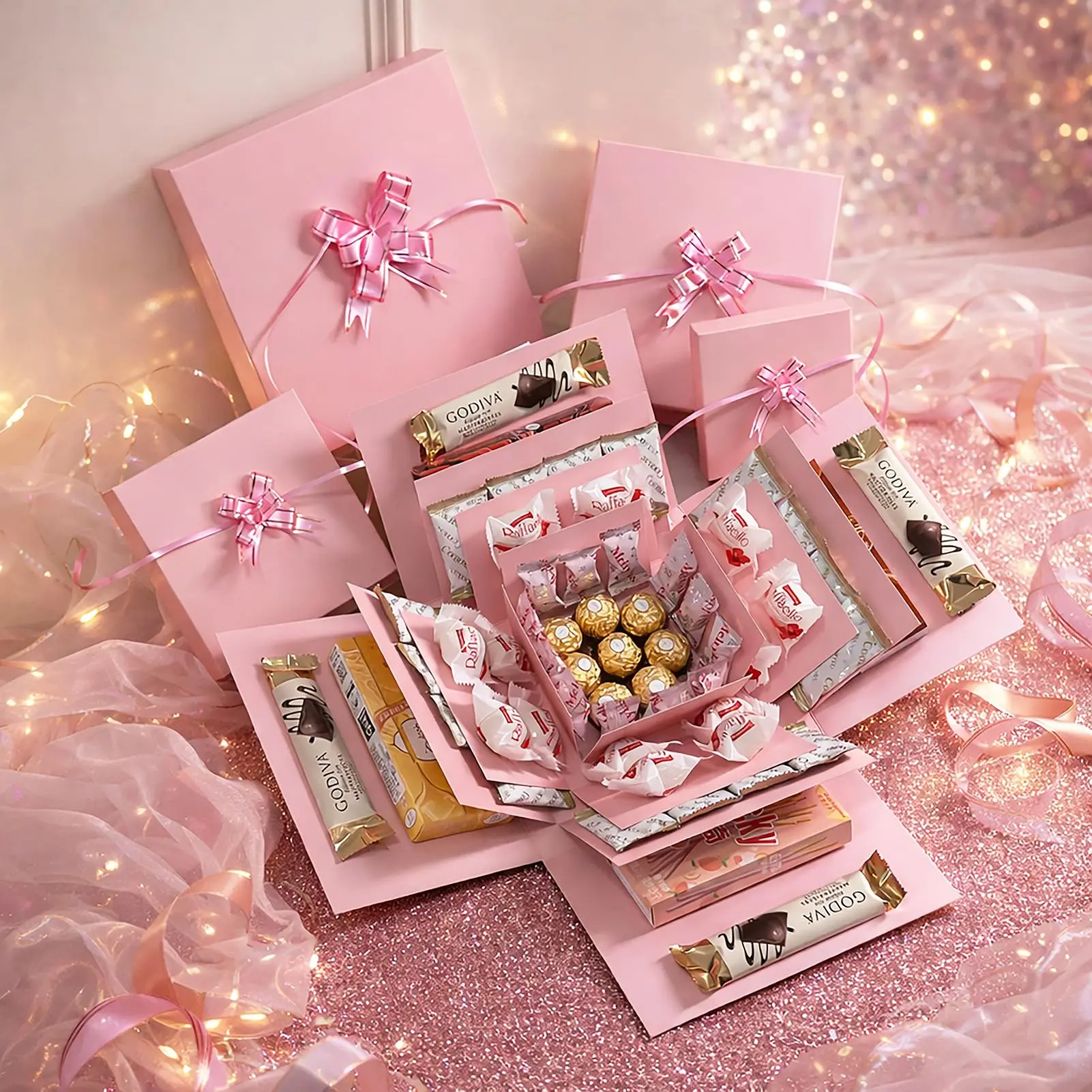 All-in-1 Set Saves Gift Planning, Cute Packaging with Surprise Layers, Album & Greeting Card for Valentine's, Birthdays (Snacks Excluded), All-In-One Set Saves Gift Planning Anniversary Party Gift Surprise Gifts Anniversary Party Gift