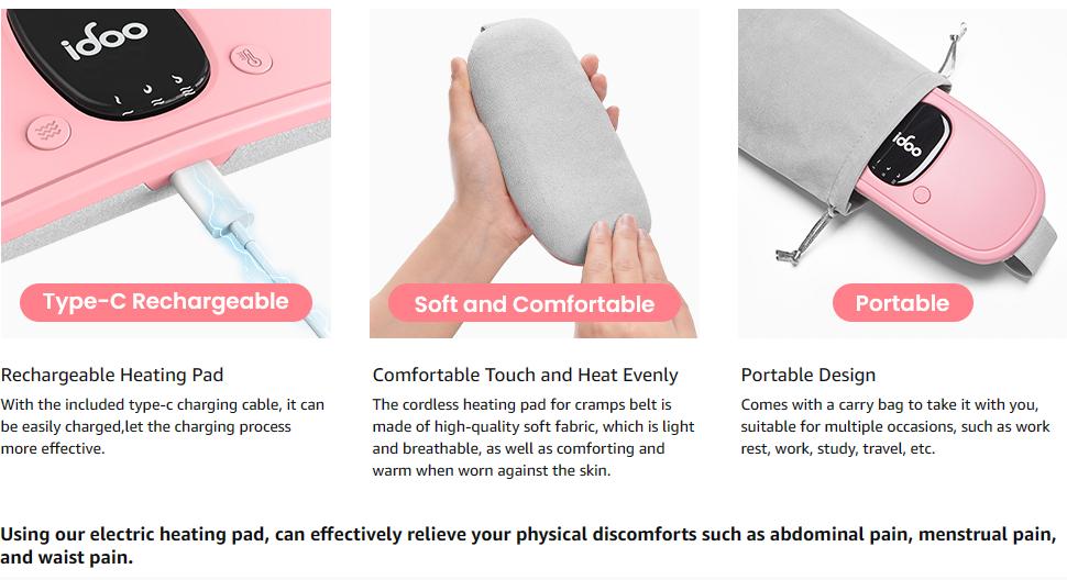 iDOO Adjustable Heating Pad for Period Cramps Relief, Spring Glow Up, Portable Cordless Belly, Instant Cramp Relief Anywhere, Ideal Women's Gift iDOO Adjustable Heating Pad for Period Cramps Relief, Spring Glow Up, Portable Cordless Belly, Instant Cramp Relief Anywhere, Ideal Women's Gift