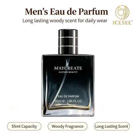 ICESEE Midnight Woody Men's EDP Cologne Perfume - 1.86 oz/55ml Long-Lasting Aromatic Woody Fragrance with Pulse Spray, Daily Wear Beauty Product, Cool Gift for Guys