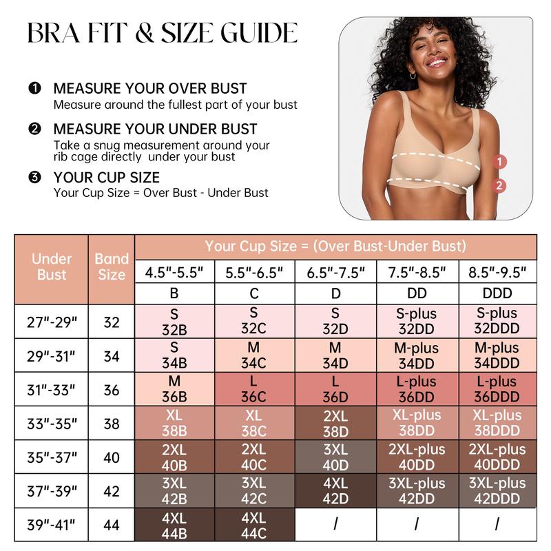 OEAK Bras for Women V Neck No Underwire Wireless Plus Size Support Bra Underarm Smoothing Seamless Push Up Full Coverage T-Shirt Sports Bra
