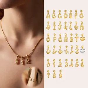 DIY Initial Necklace Golden Heart Pendant Personalized Name Jewelry 26 Gold Alphabet Letters 10 Lucky Numbers Valentine's Day Gift for Her Customizable Fashion Signature