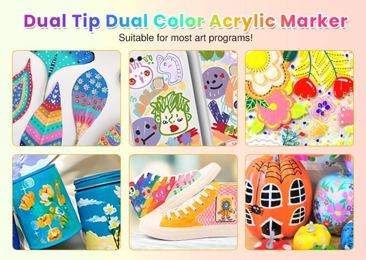 Unleash Your Inner Artist! Dual Tip Acrylic Paint Pens (48/72/96 Color) for Rocks, Wood, Glass & More – Perfect for DIY Crafts, Custom Gifts & Colorful Holiday Creations,Art Supplies Kit And School Supplies