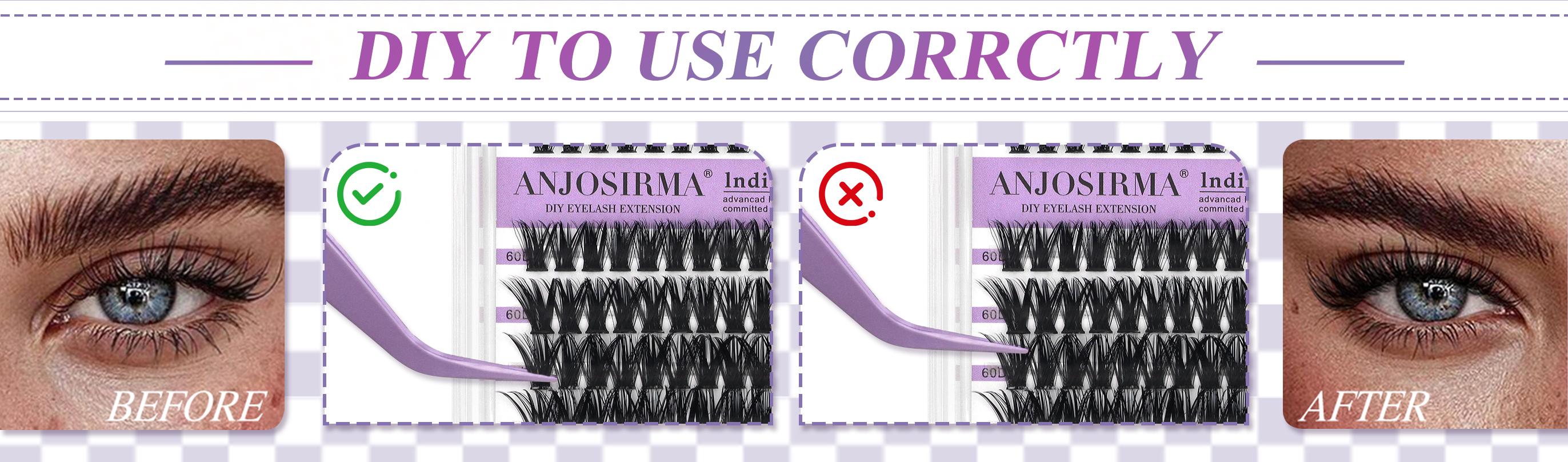 ANJOSIRMA Lash Extension Kit DIY 280pcs Lash Clusters Eyelash Extension Kit, 9-16mm 30D 40D Individual Lashes Kit with Lash Bond and Seal, Lash Tweezers