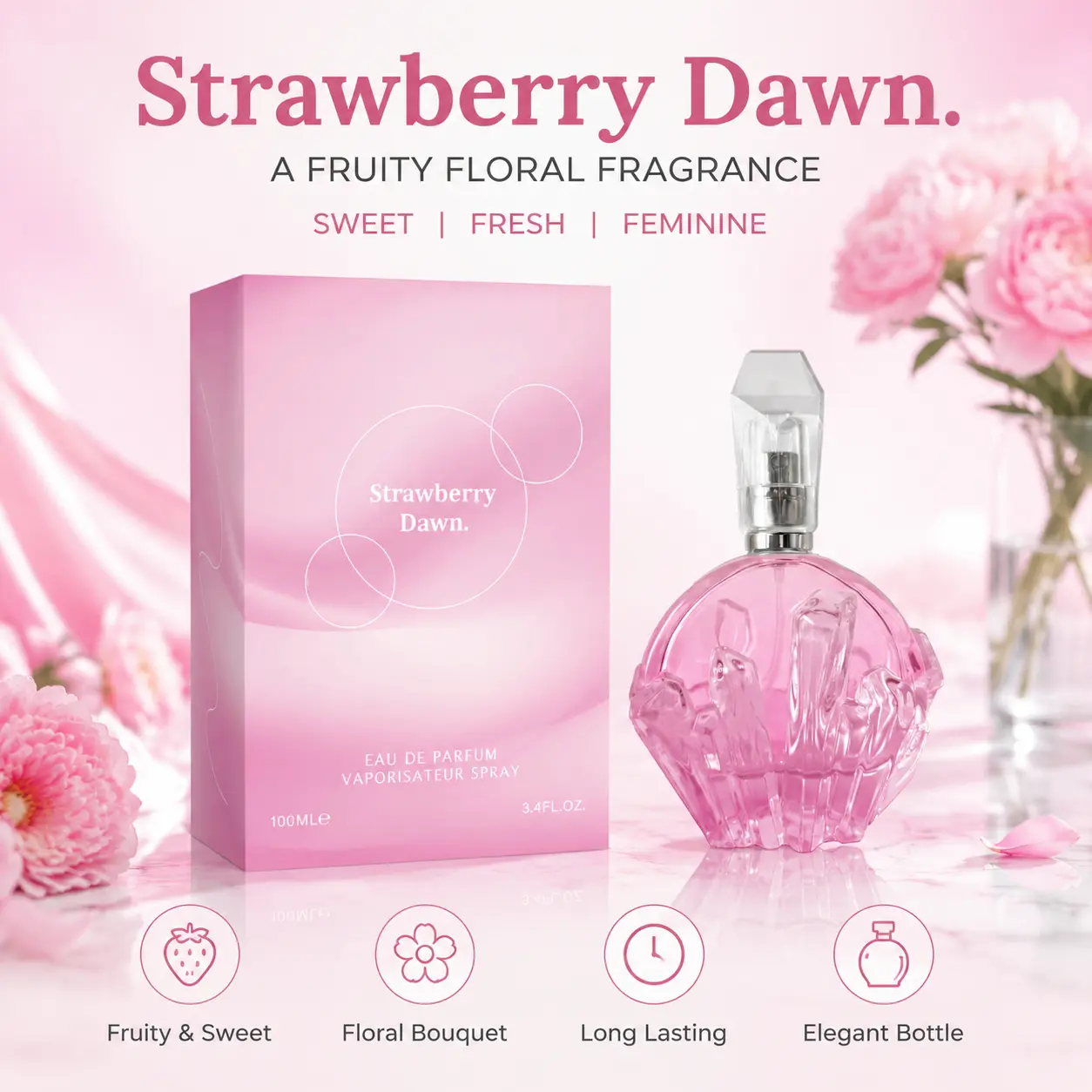 3.4 fl oz Women's Eau De Parfuma Spray, Long-Lasting Perfume, Notes Of Black Cherry，Honeysuckle Scents, Perfect For Dating, Daily Life, Parties, Gift Giving