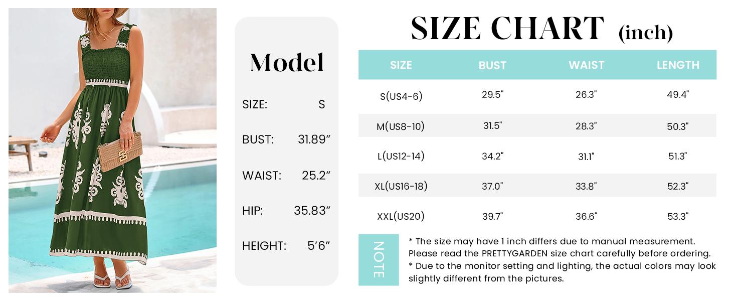 PRETTYGARDEN Women's Summer Boho Maxi Dress Casual Sleeveless Square Neck Floral A Line Smocked Beach Dresses with Pockets Bohemian 100% Polyester Machine Washable
