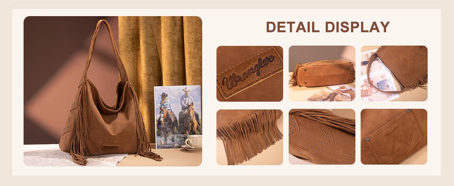 Wrangler Women Fringe Hobo Bag Western Purse Shoulder Bag