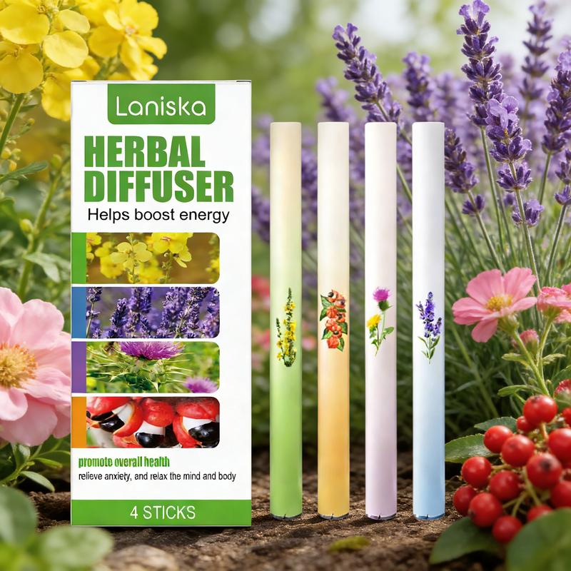 4-IN-1 Wellness Herbal Diffusion Pen Lavender & Sage Extracts for Lung Detox, Breath Refreshing & Stress Relief