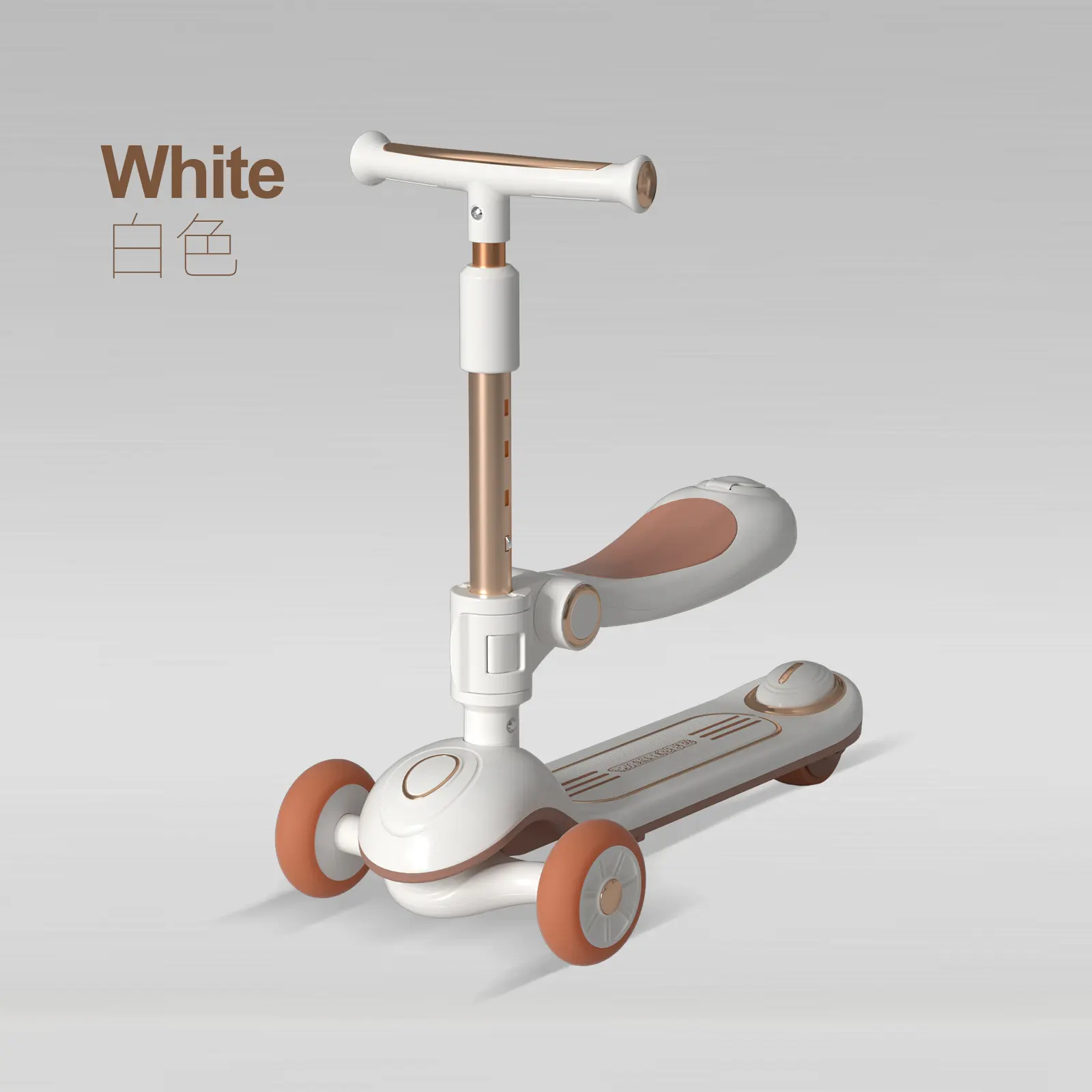 WINHOPE 2-in-1 Kids Scooter (Ages 3–8), dual modes for sitting/standing riding, adjustable height, LED flashing wheels, gravity steering, suitable for indoor and outdoor use