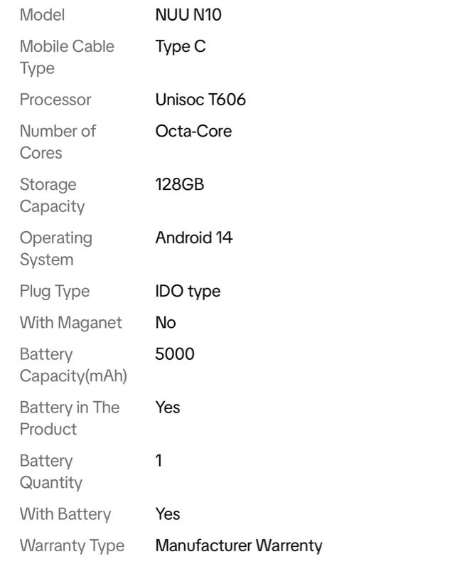NUU N10 Unlocked Android Smartphone 6.6" 90Hz Display 8GB RAM 128GB Storage Black Phone with 18.96 Wh Lithium-Ion Battery