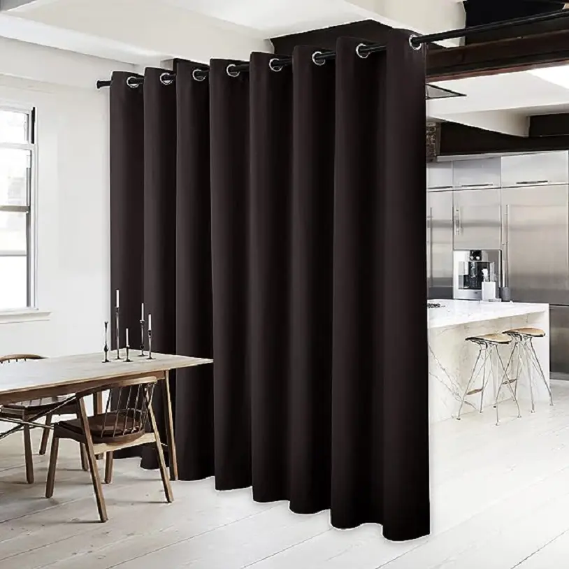 Separate The Living Room With 2 Pieces Of Curtains, And Use Noise-reducing And Privacy Curtains With Rust-proof Holes At The Top For The Bedroom/children's Room.