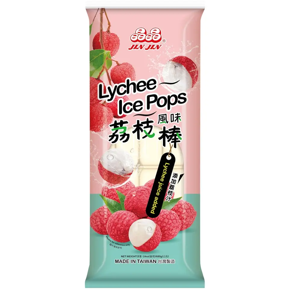 JINJIN Sweet Lychee Flavor Ice Pops - 24oz Juice-Added Frozen Slushie Fruit Flavored Drinks, Juicy Lychee Burst, Fruity Finish Tropical Hit for Parties, Children