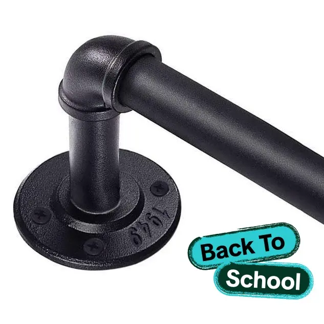 Inovaday Curtain Rods for Windows 1 Inch Industrial Curtain Rod, Wrap Around Black Indoor/Outdoor Curtain Rod, Room Divider Adjustable Curtain Rod for Bedroom Living Room Bathroom Black Outdoorfun