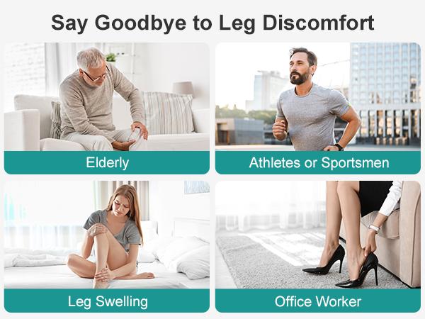 Nekteck Leg Massager for Circulation and Pain Relief Air Compression Foot Calf Thigh Massager with 2 Heat and 3 Vibration 6 Modes 3 Intensities