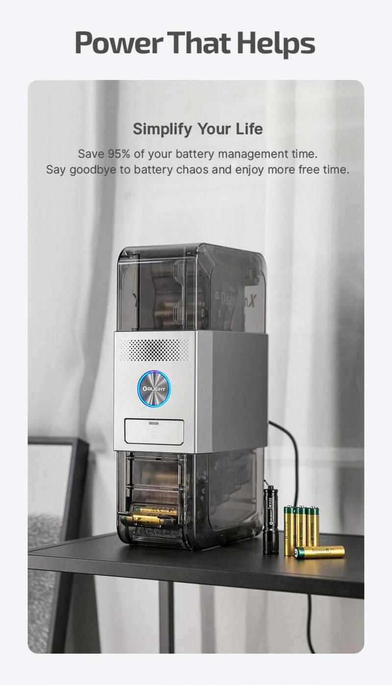 OLIGHT Ostation X Battery Charger for NiMH AAA Rechargeable Battery, Charging, Testing, Storage, 3-in-1 Automatic Design