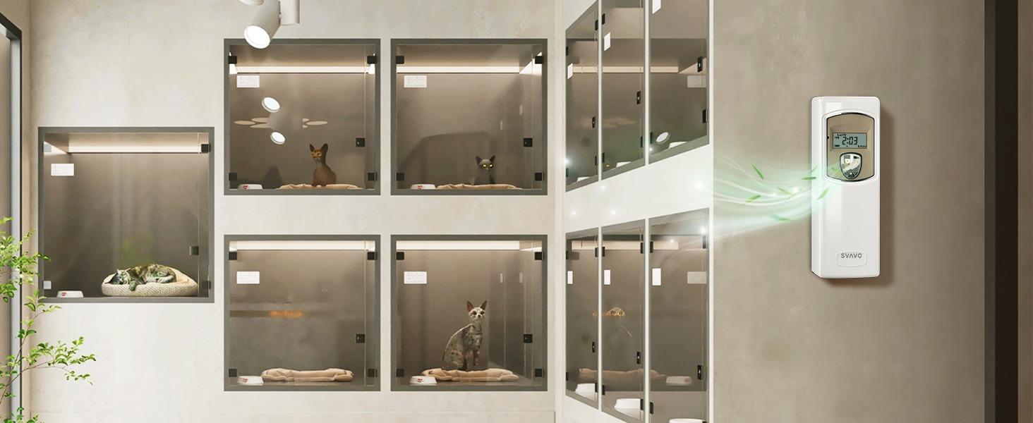 SVAVO Automatic LCD Fragrance Dispenser - Wall Mount/Free Standing ABS Auto Air Freshener Dispenser Programmable Aerosol Spray Perfume Dispenser for Bathroom, Hotel, Office, Commercial Place, White