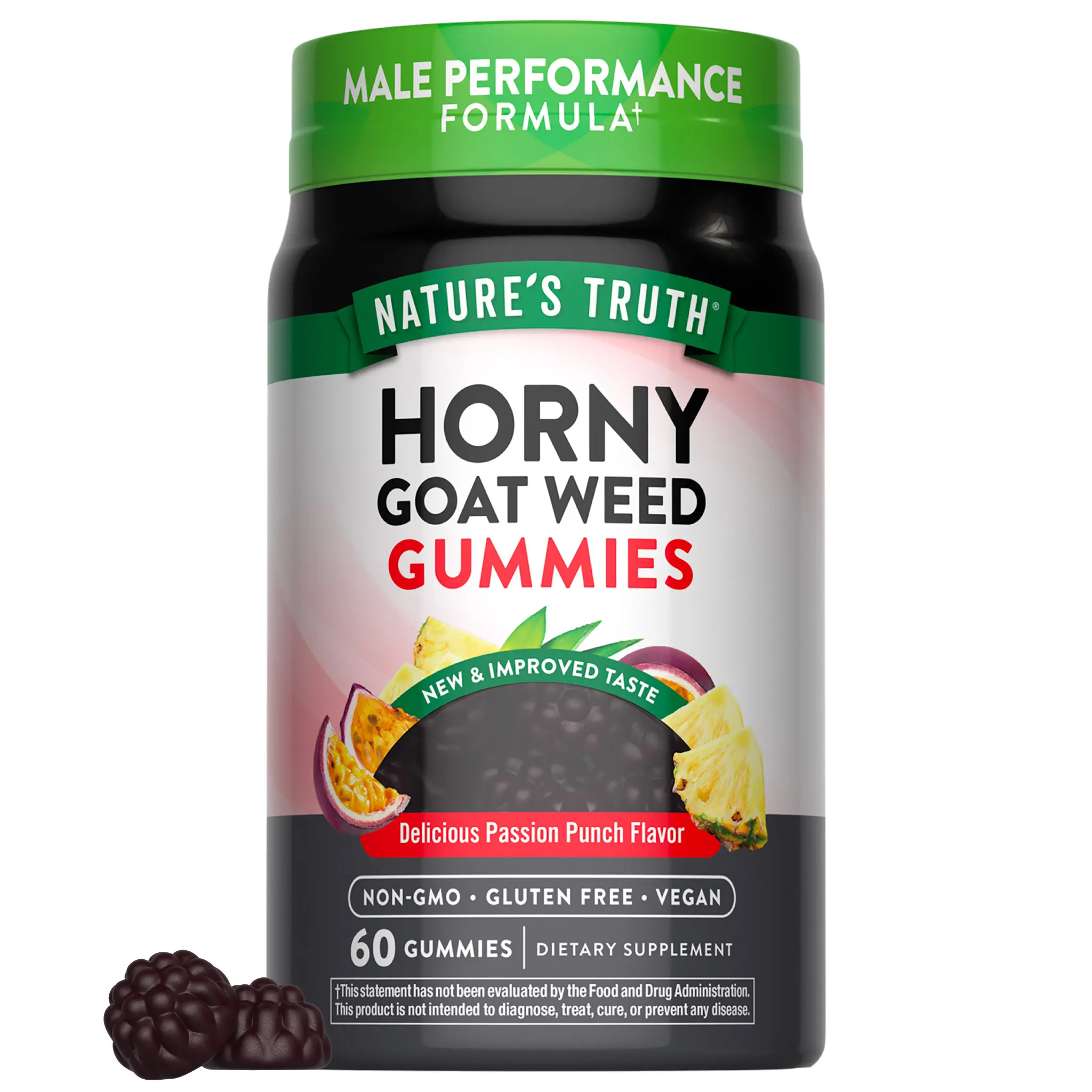 Nature's Truth Horny Goat Weed Gummies - 60 Count - with Maca Root - Vegan, Non-GMO & Gluten Free Supplement For Men