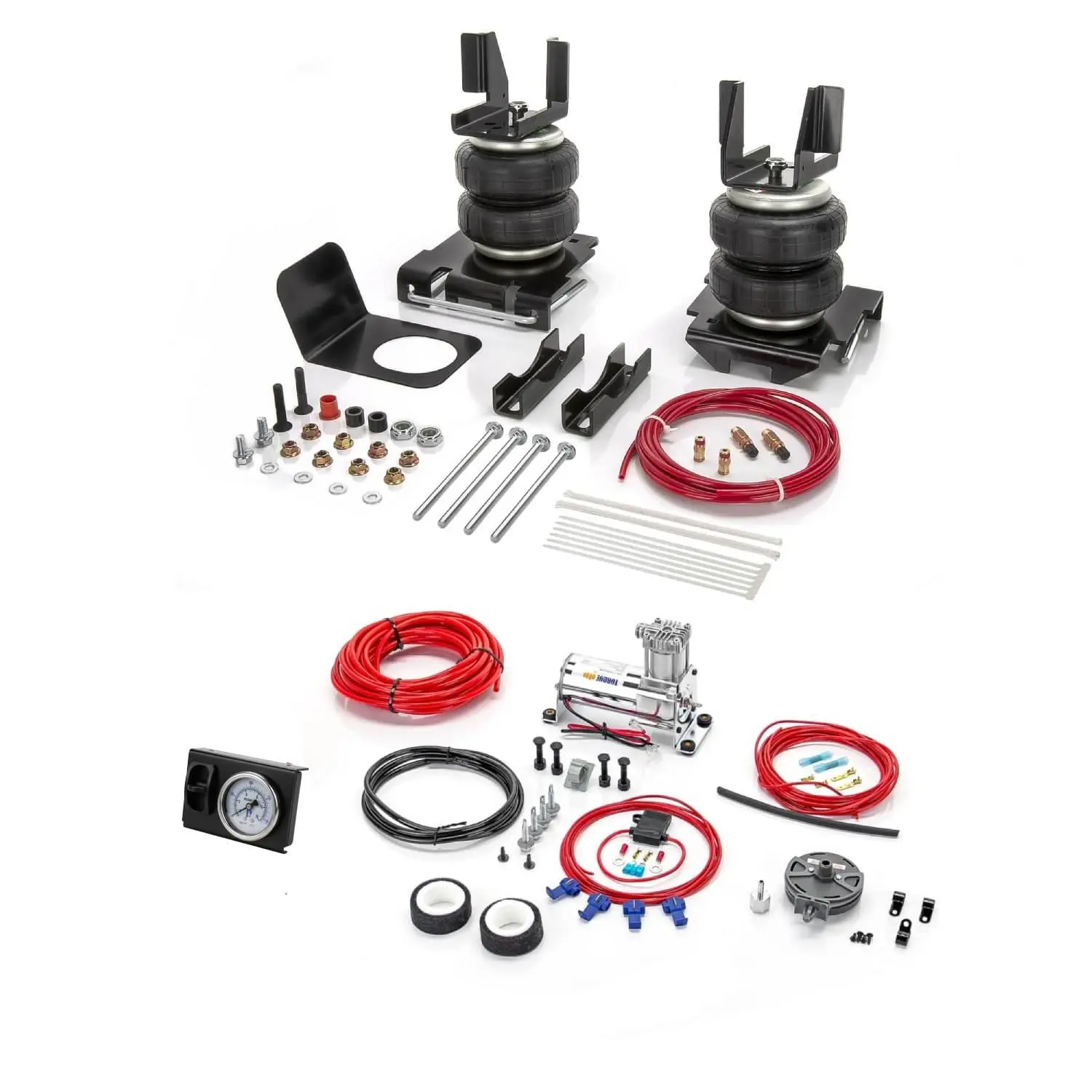 TORQUE Air Suspension Bags Kit with Internal Jounce Bumper and Onboard Air Compressor Kit for 2007-2018 Chevrolet Chevy Silverado 1500/GMC Sierra 1500 2WD 4WD Up to 7,500 lbs Load Capacity (TR75430)