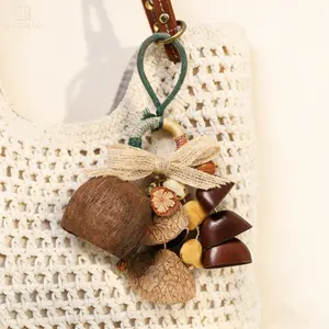 Handmade Boho Natural Seed Bag Charm Pendant, Earthy Chunky Keychain for Totes & Backpacks, Eco-friendly Shell Nut Jewelry, ASMR Craft, Handmade Gift for Her, Aesthetic Purse Accessory, Natural Decor tiktokshopspringglowup