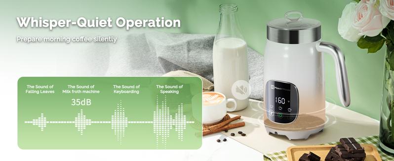 Maestri House Electric Milk Frother 14.1 OZ/400ML Variable Temp & Froth Thickness Touch Screen Foam Maker for Coffee Latte,Milk,Hot Chocolate Jugs Tea