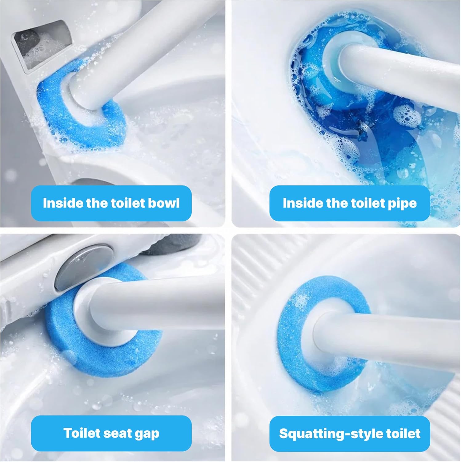 Nifogo Toilet Brush, Wall-Mount Holder & 24PCS Cleaner Refills, Multifunctional Bathroom Cleaning Kit, Works for Toilet Sink Bathtub Drain, Suitable for Basin & Urinal Cleaning