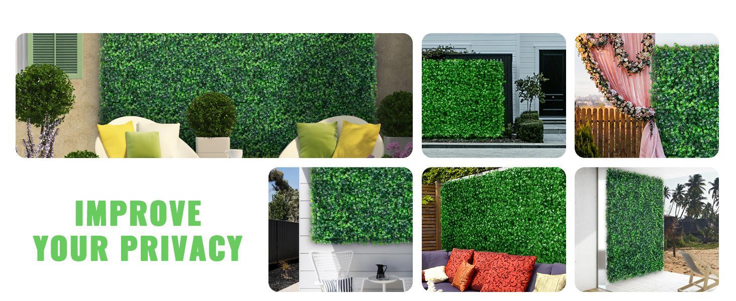 VEVOR Artificial Boxwood Panels 24 PCS 20"x20" Boxwood Hedge Wall Panels for Decoration of Outdoor, Indoor, Garden, Fence & Backyard Decorating Home Goods