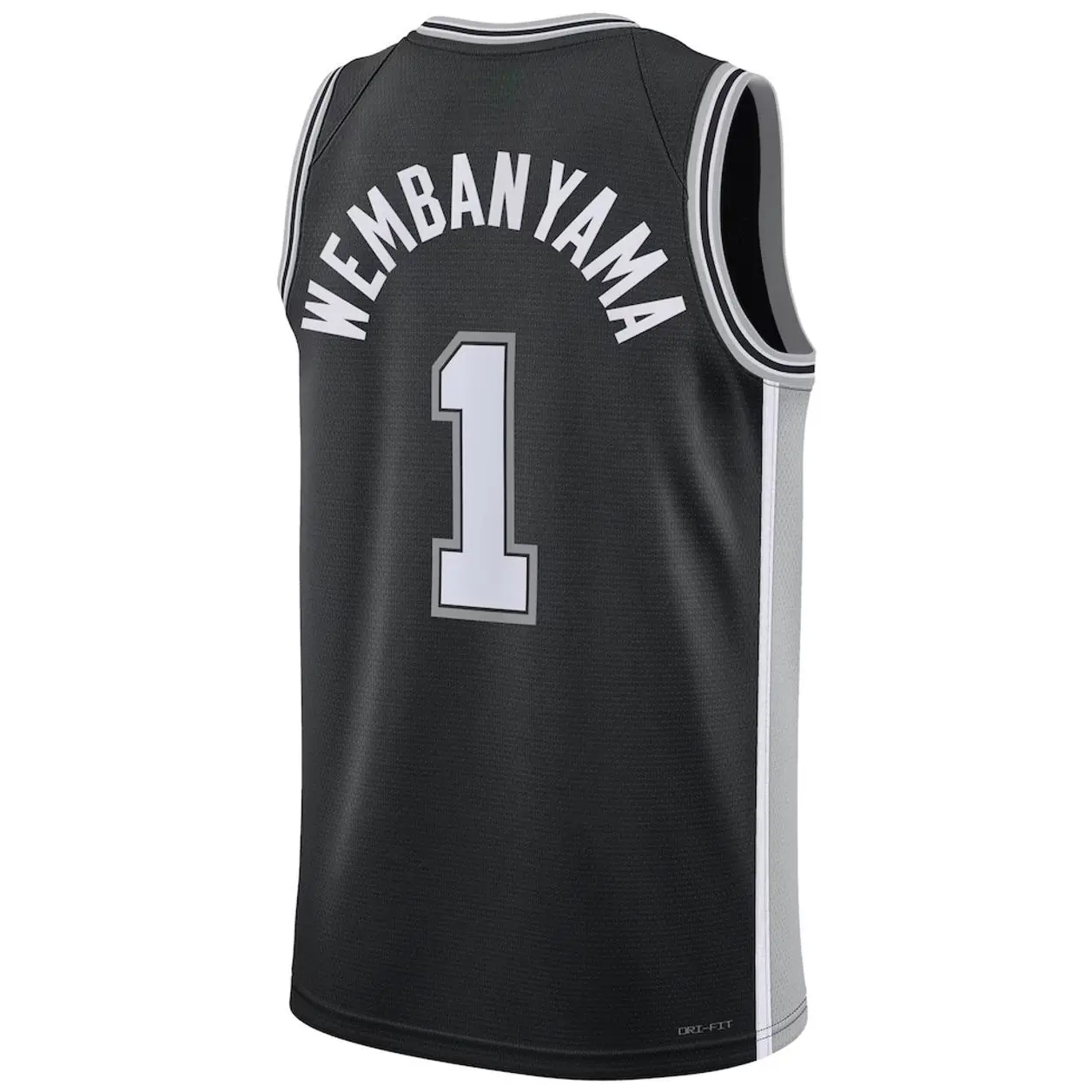 Unisex Basketball #1 Wembanyama San Antonio Team Swingman Jersey - Icon Edition - Black