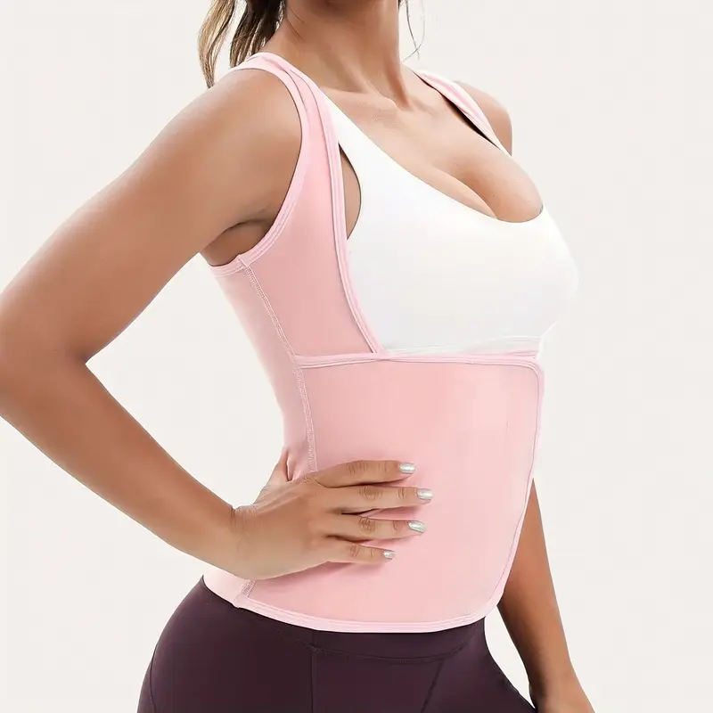 Women's Fitted Zip-Up Sauna Sweat Vest with Built-In Bra - Breathable Stretchy Compression Waist Trainer, Tummy Control Women's Clothes, Gym Workout Apparel for Fitness Training Sports Tops