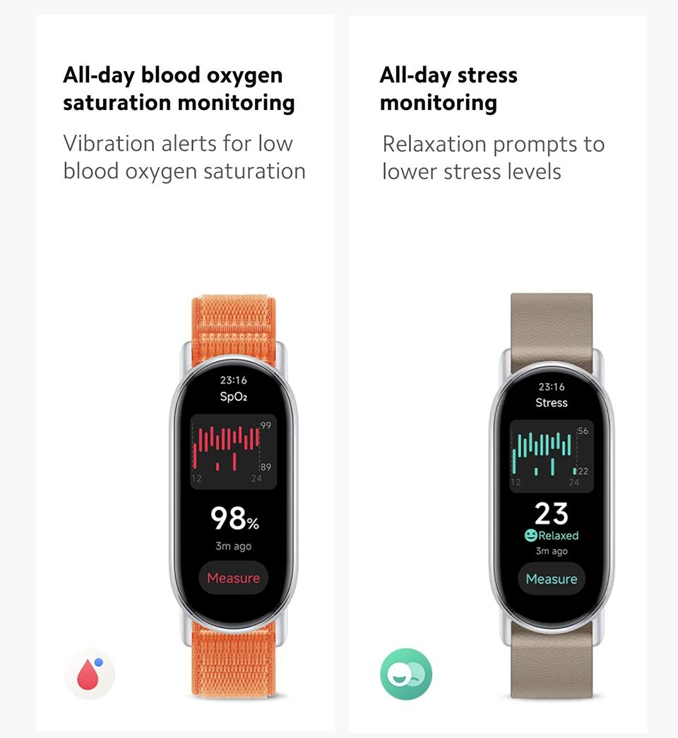 Smart Band 9 Global Version  1.62" Amoled Display | up to 21 Days of Battery Life | Over 150 Workout Modes - Wearable Bluetooth Alloy Aluminium Watches Android Charging Screen