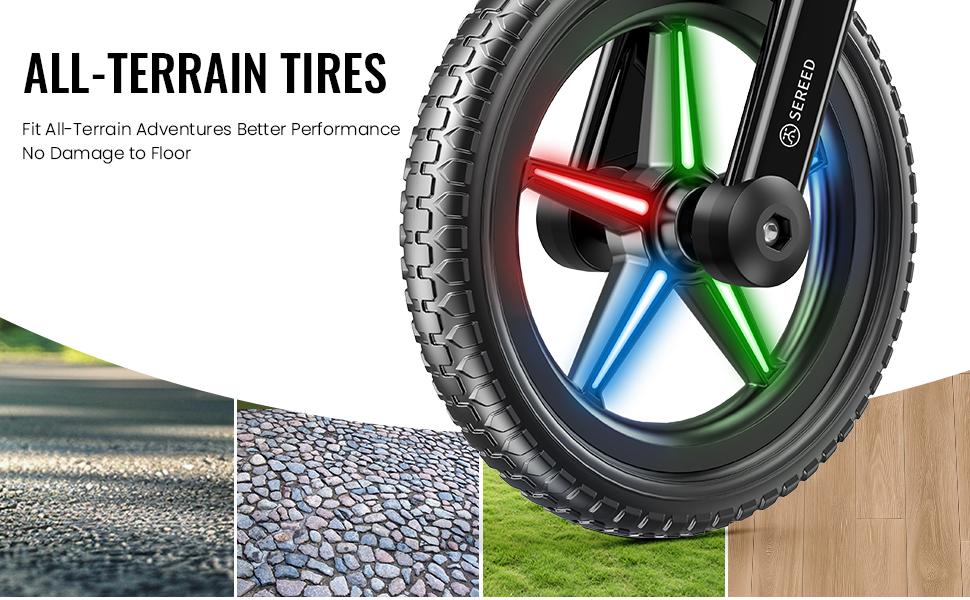 SEREED Balance Bike with Light-Up Wheels for Boys & Girls Ages 2-5, Pedal-Free Toddler Glider Bike Toy, Tool-Free Adjustment, Sticker-Customizable Panel, Perfect Birthday Gift for Toddlers