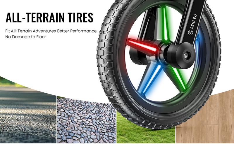 SEREED Balance Bike with Light-Up Wheels for Boys & Girls Ages 2-5, Pedal-Free Toddler Glider Bike Toy, Tool-Free Adjustment, Sticker-Customizable Panel, Perfect Birthday Gift for Toddlers