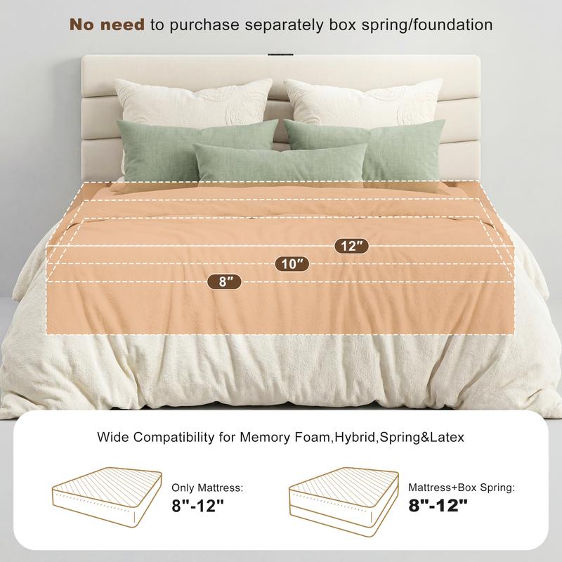 【Sturdy & Fit Snugly】Raybee Modern & Quiet Luxury Upholstered Queen Bed Frame with Adjustable Headboard【Frame ONLY,No Box Spring Needed】Center Support &Noise-Free Wooden Slats,Storage Space & Built-in Charging Station,Heavy Duty&Easy Assembly,best value 【Sturdy & Fit Snugly】Raybee Modern & Quiet Luxury Upholstered Queen Bed Frame with Adjustable Headboard【Frame ONLY,No Box Spring Needed】Center Support &Noise-Free Wooden Slats,Storage Space & Built-in Charging Station,Heavy Duty&Easy Assembly,best value