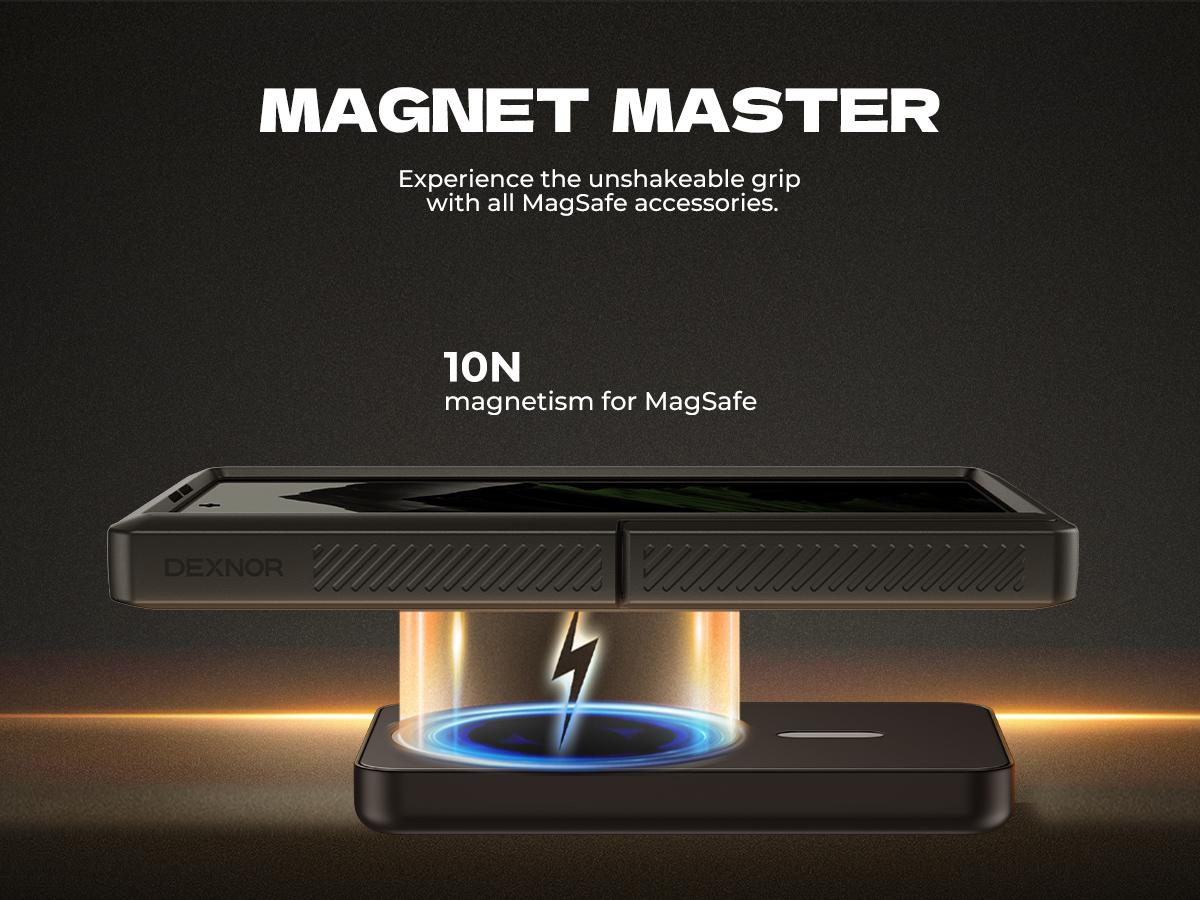 Dexnor Magnetic for Samsung Galaxy Z Fold 7 Case with Dual Kickstands & Front Screen Protector & Hinge Protection, Compatible with MagSafe, Full-Body Rugged Protective Cover Bumper Cases,6.5"