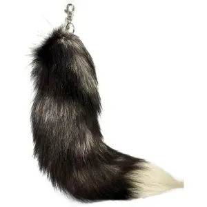 Lira Label Fluffy Faux Fox Fur Tail Keychain Tassel  Cosplay Bag & Purse Charm with Metal Hook Pendant, Cute Handbag Accessory for Women & Girls