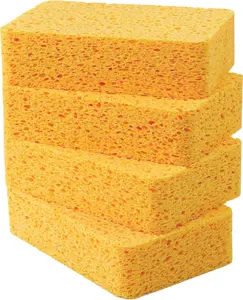 Kitchen Sponges 4 Pack Large Cellulose Dish Washing Sponges, Natural Wood Pulp Heavy-Duty Non-Scratch Cleaning for Kitchen